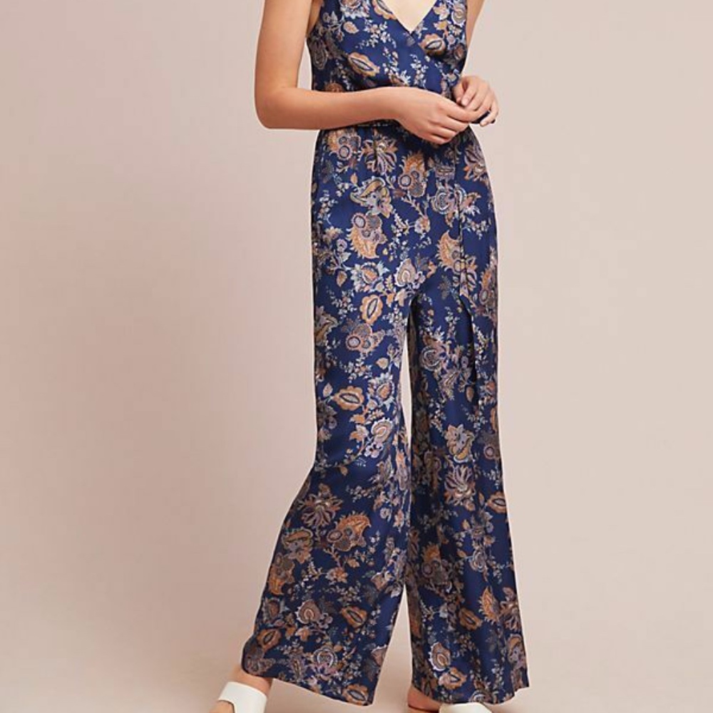 NEW ANTHROPOLOGIE ETT TWA PAISLEY FLORAL JUMPSUIT - Picture 1 of 3